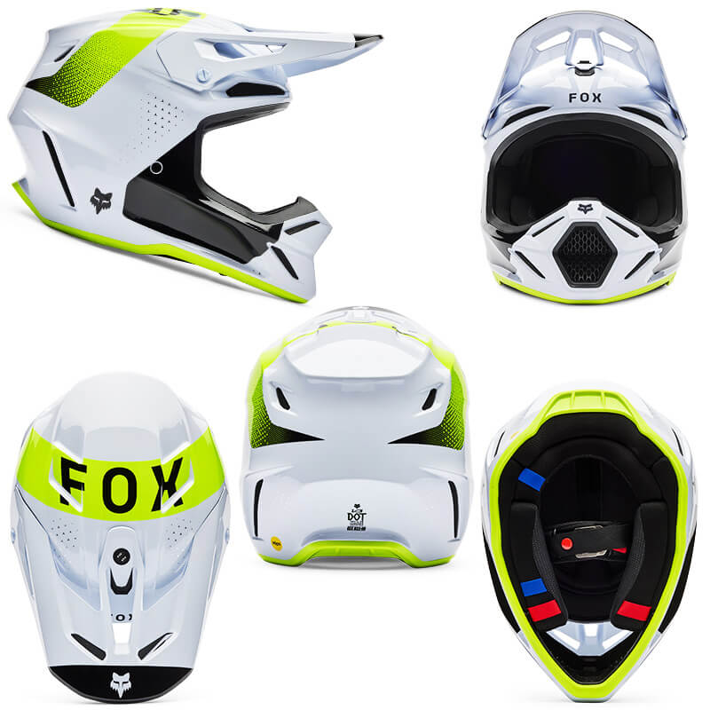 casque fox racing v3 rs tine blanc 2026 motocross