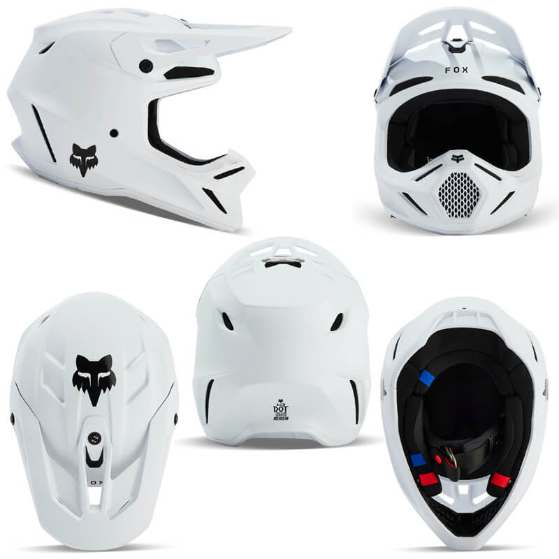 casque fox racing v3 solid blanc 2024 motocross