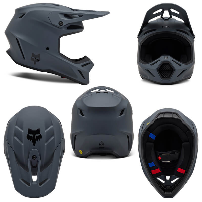 casque fox racing v3 solid gris 2025 cross