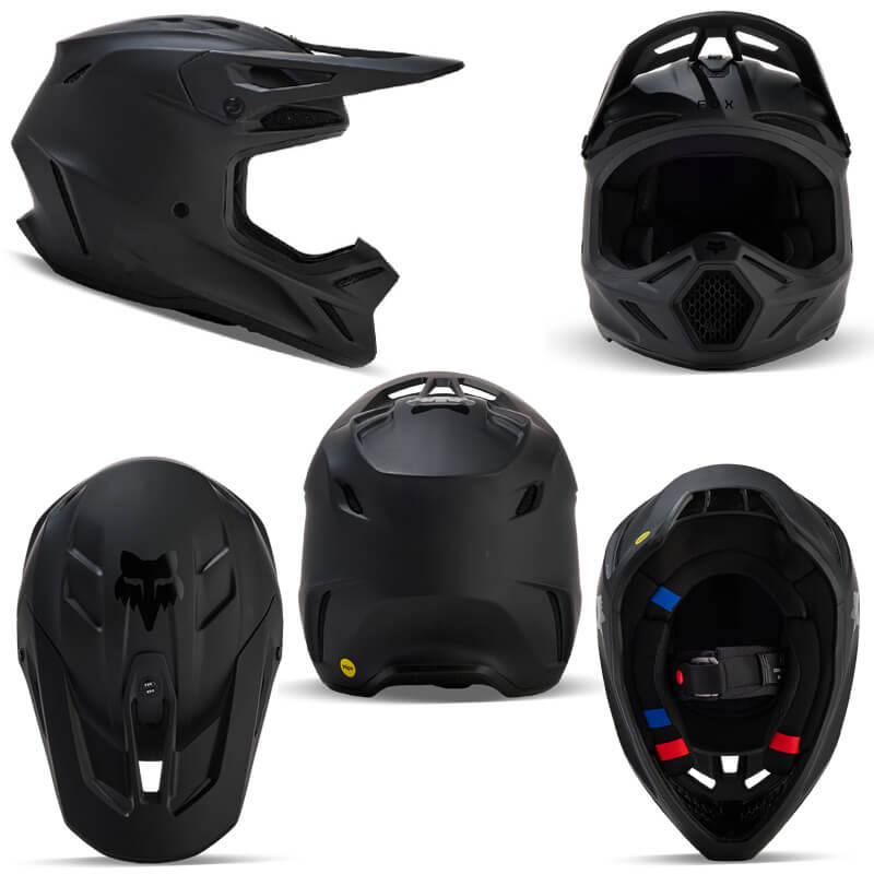 casque fox racing v3 solid noir 2024 motocross