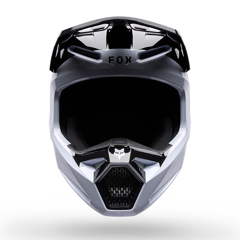 casque fox v1 noble blanc noir orange cross