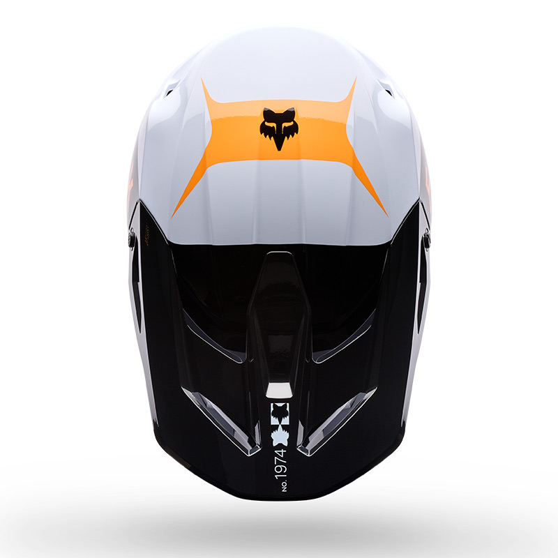 casque fox v1 noble blanc noir orange enduro