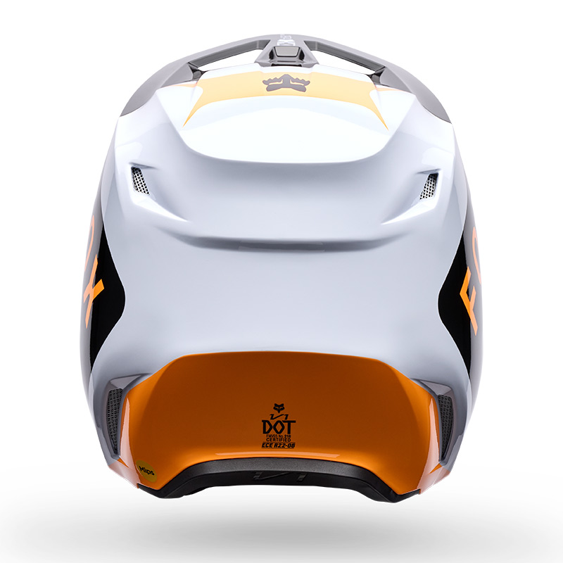 casque fox v1 noble blanc noir orange mx