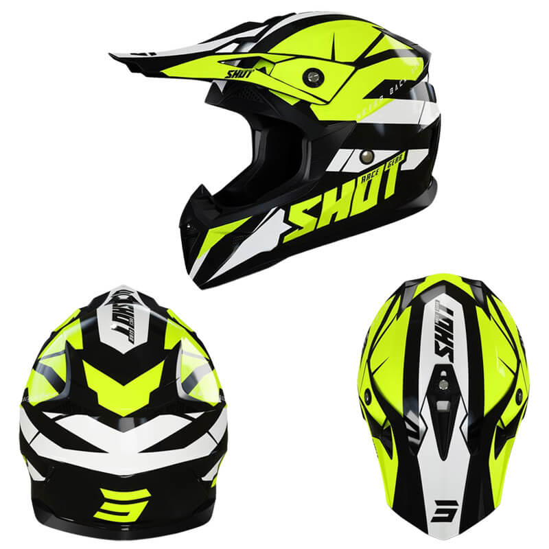 casque shot pulse revenge cross 2022 jaune fluo noir blanc enduro