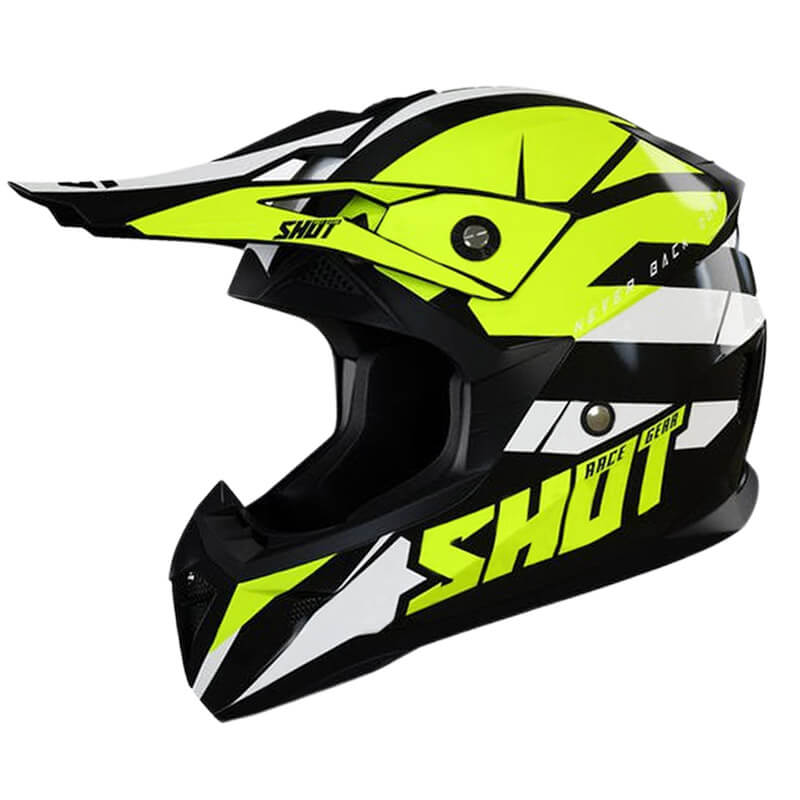 casque shot pulse revenge cross 2022 jaune fluo noir blanc mx