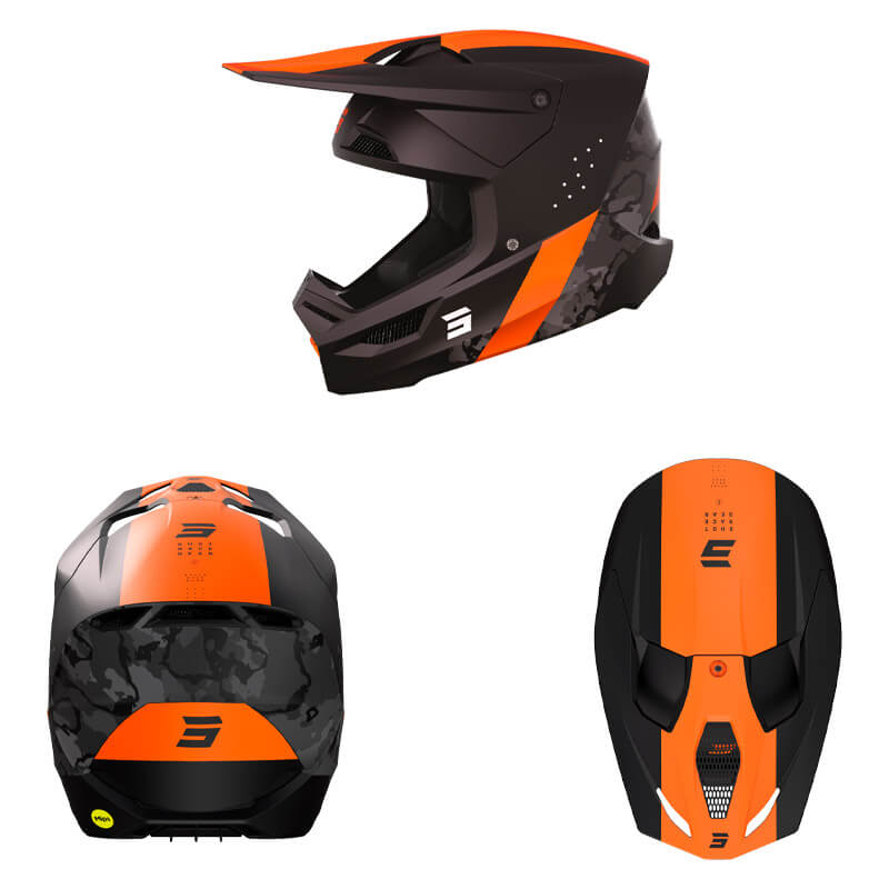 casque shot race camo 2023 orange motocross