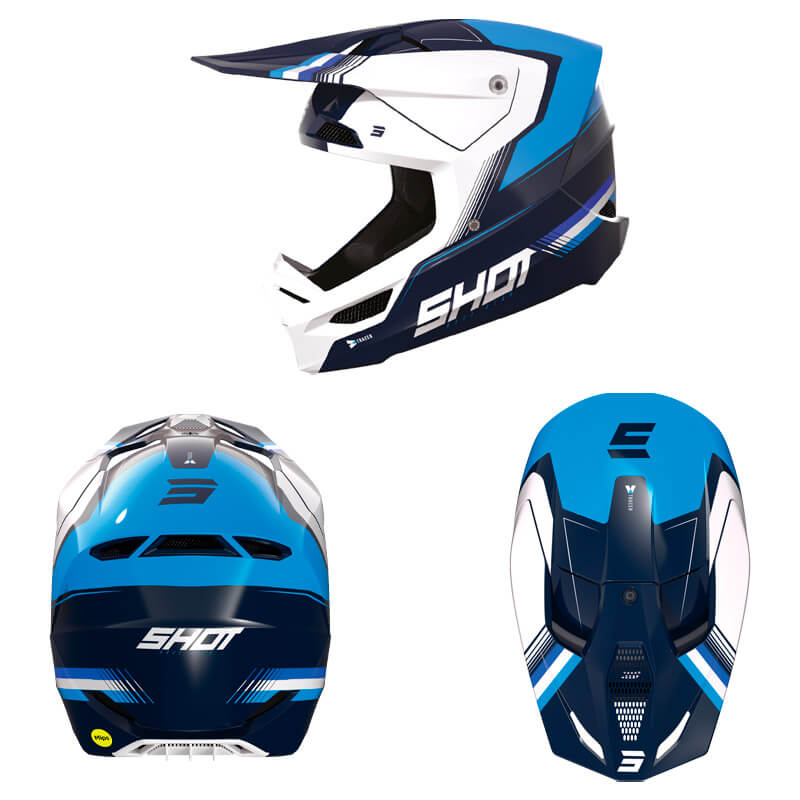 casque shot race tracer 2023 bleu motocross