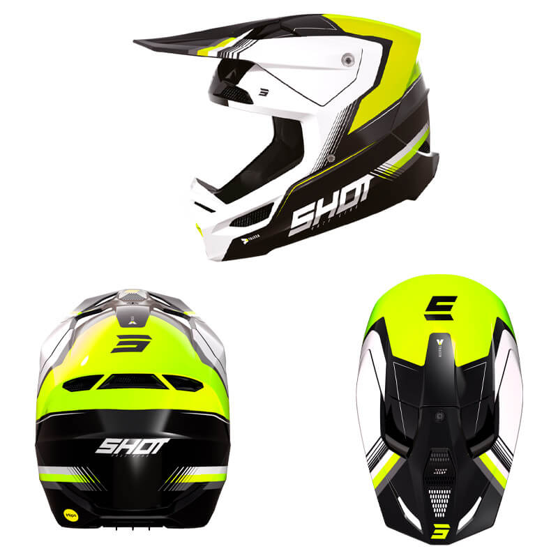 casque shot race tracer 2023 jaune fluo motocross