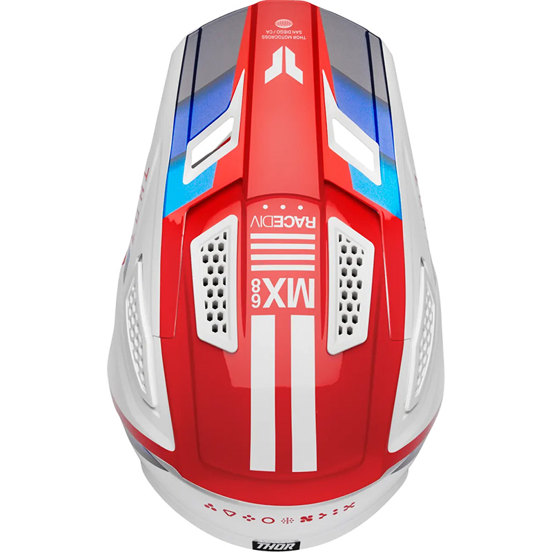 casque thor fleet defy 26 bleu blanc rouge moto