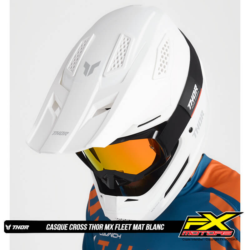 casque thor mx fleet mat blanc 2025 fxmotors