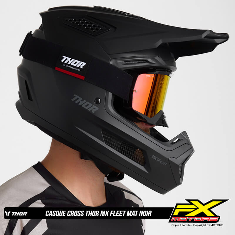 casque thor mx fleet mat noir 2025 fxmotors