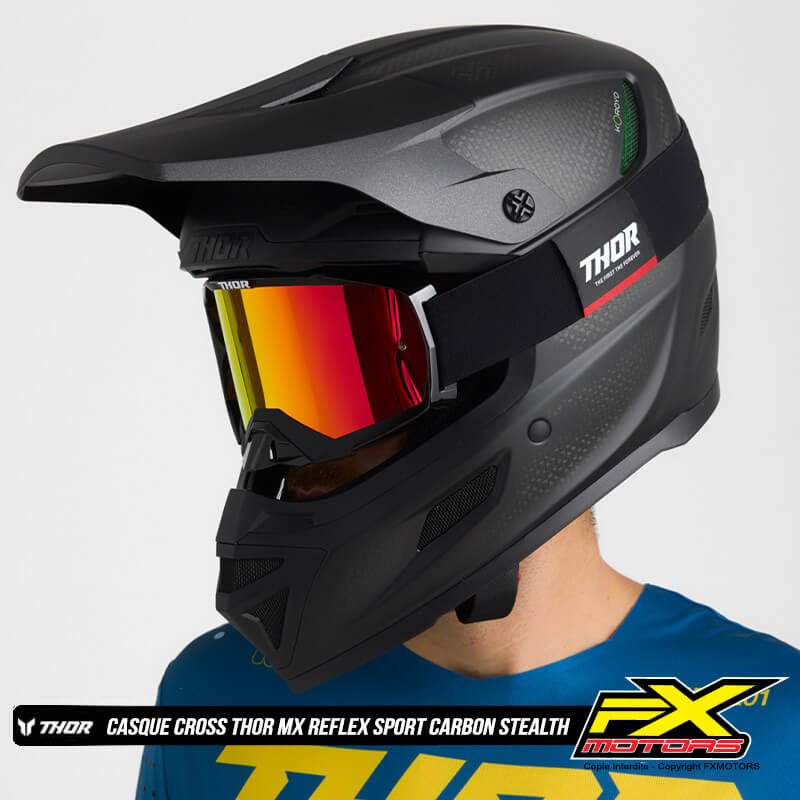 casque thor mx reflex sport carbon stealth 2025 fxmotors