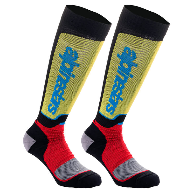 chaussettes alpinestars mx plus 2024 jaune rouge mx