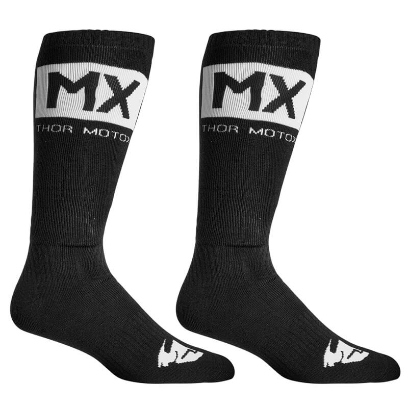 chaussettes kid thor mx solid 2022 noir blanc enduro