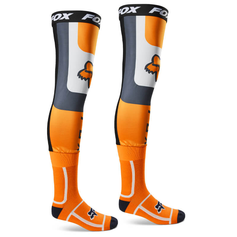 chaussettes longues fox racing flexair 2023 orange fluo mx
