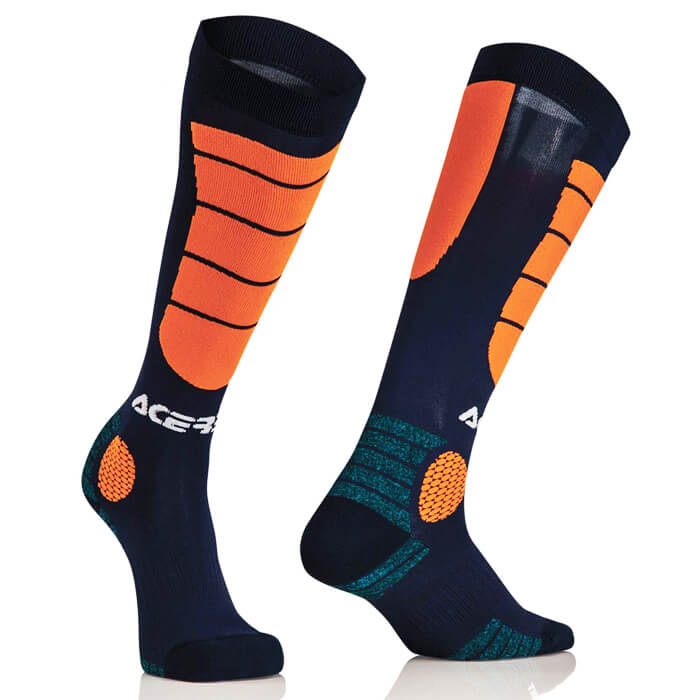 chaussettes mx acerbis impact bleu orange 2022