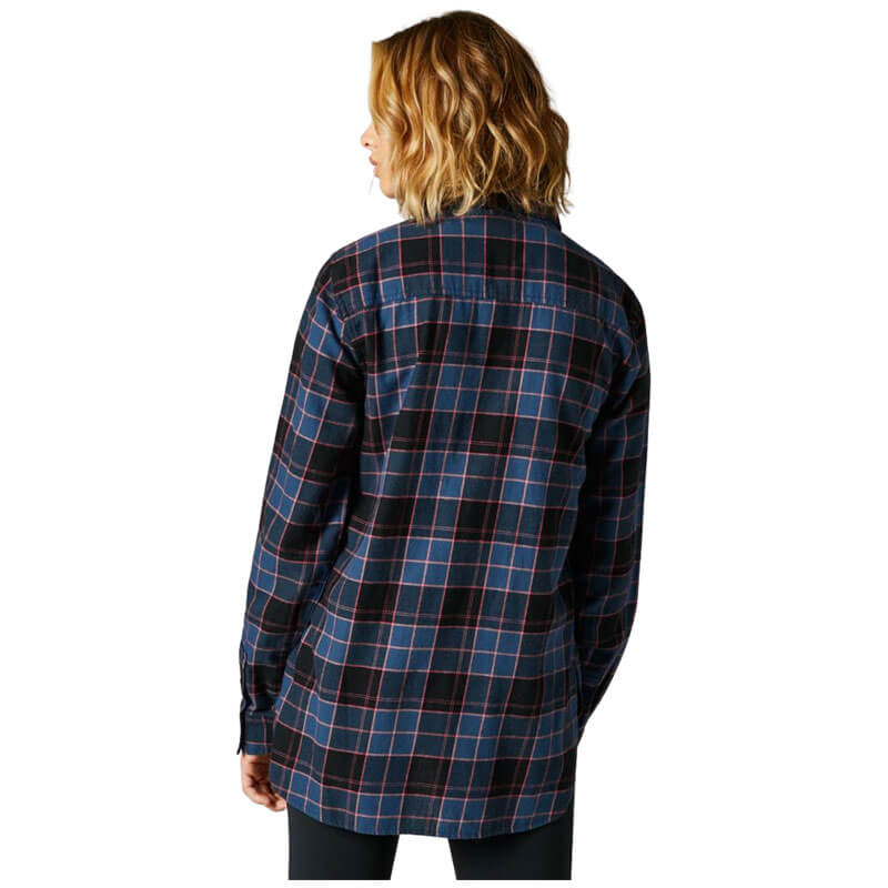 chemise fox racing femme pines flannel 2021 bleu dos