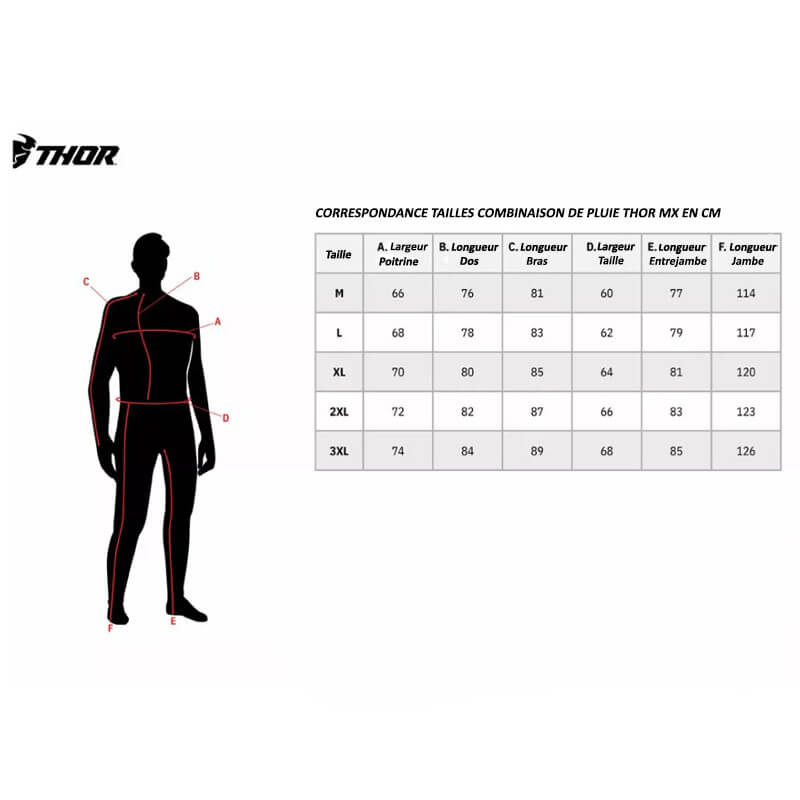 combinaison pluie thor mx noir 2025 taille
