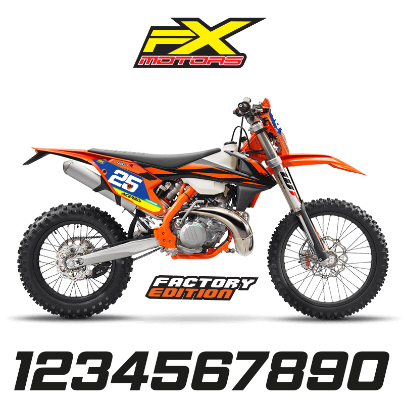 fond plaque ktm exc 2017 2019 personalisable replica bleu