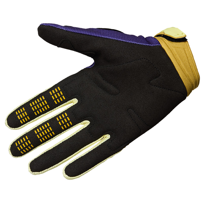 fox gant 180 image violet jaune moto