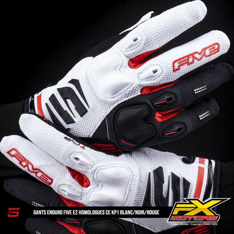 gant enduro five e2 blanc noir rouge 2024 ce
