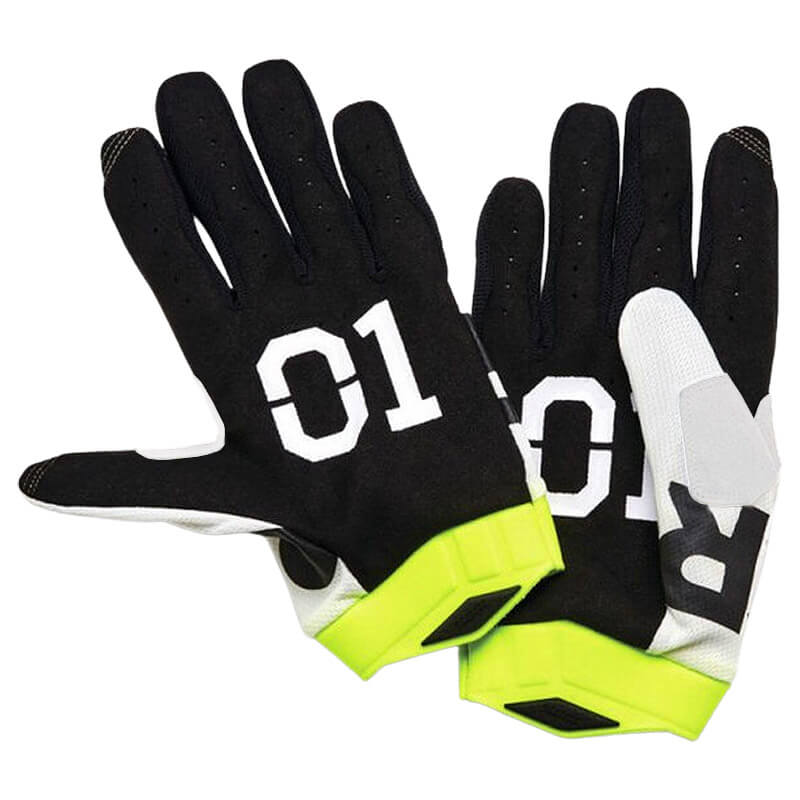 gants 100 percent itrack racer 2022 blanc noir jaune enduro