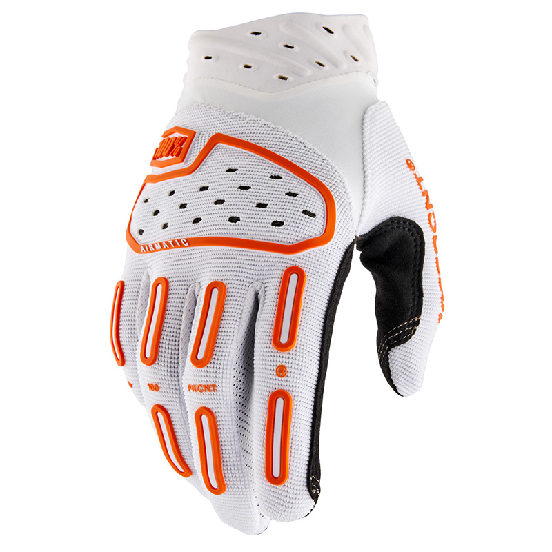 gants airmatic motocross 100 blanc orange