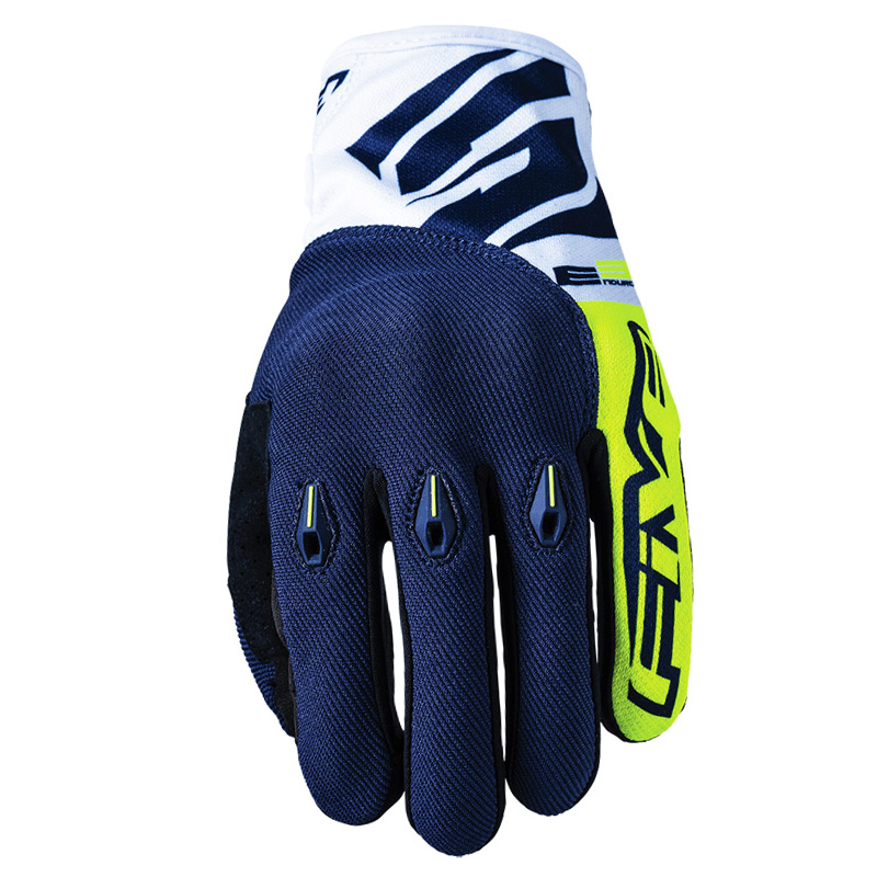 gants five e3 homologue route bleu marine jaune fluo 2020