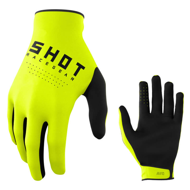 gants shot raw 2023 jaune fluo motocross
