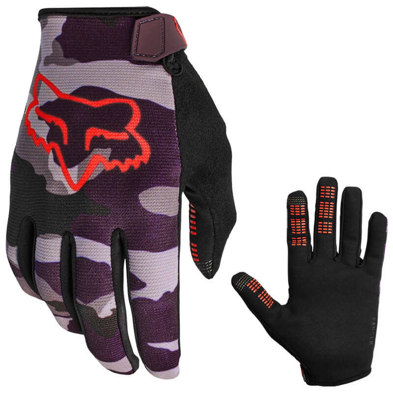 gants vtt fox racing femme ranger camo 2022 violet orange enduro