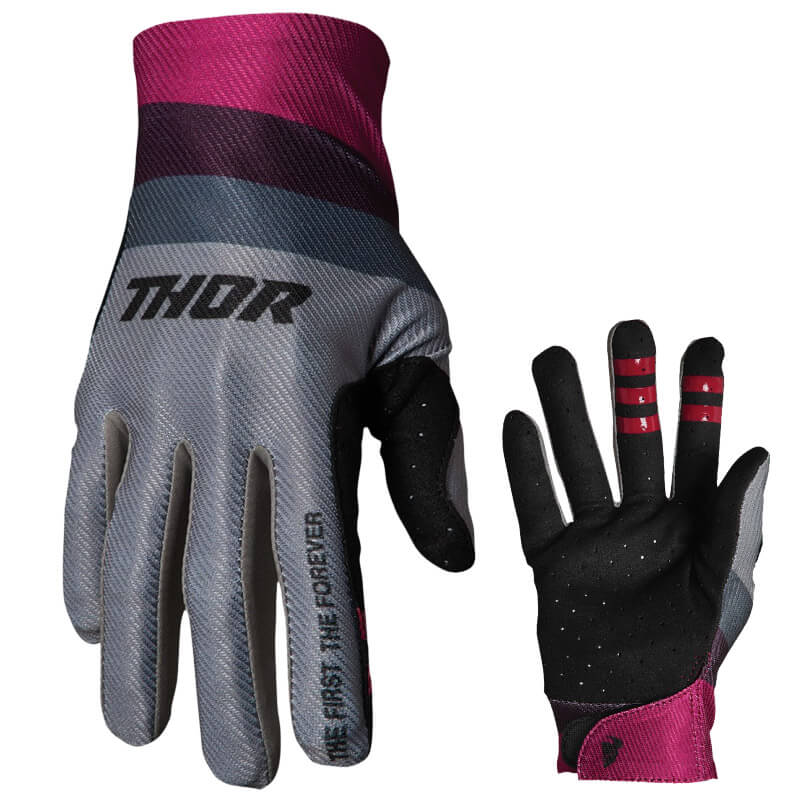gants vtt thor assist react 2022 gris violet enduro