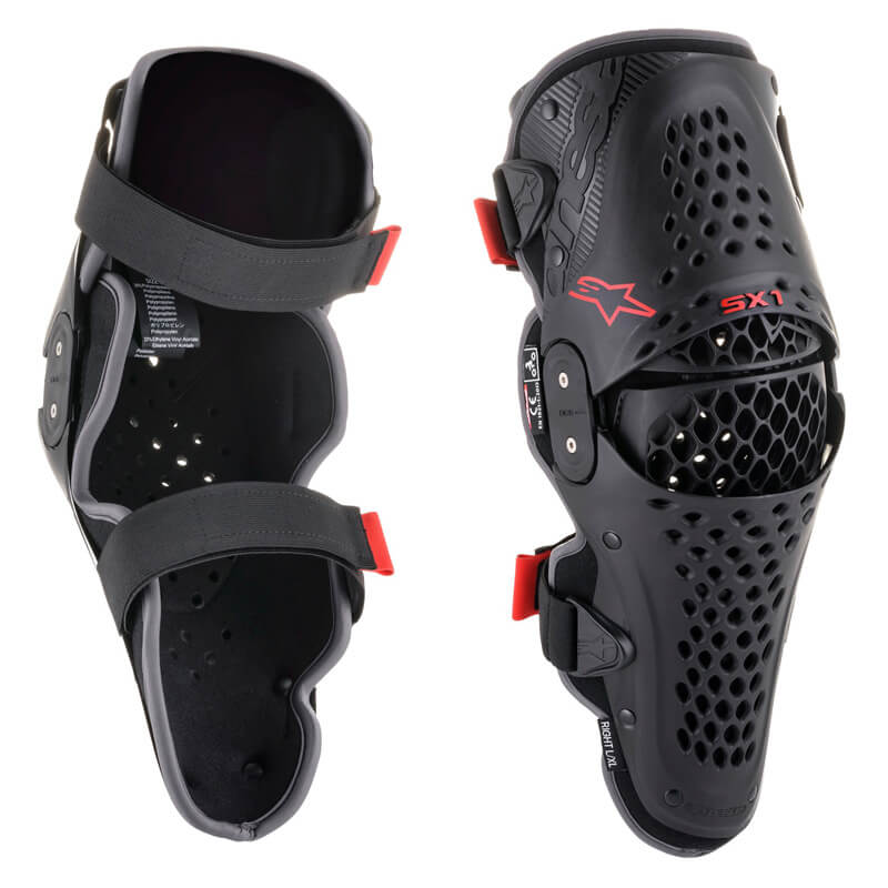 genouilleres alpinestars sx1 v2 noir rouge 2021