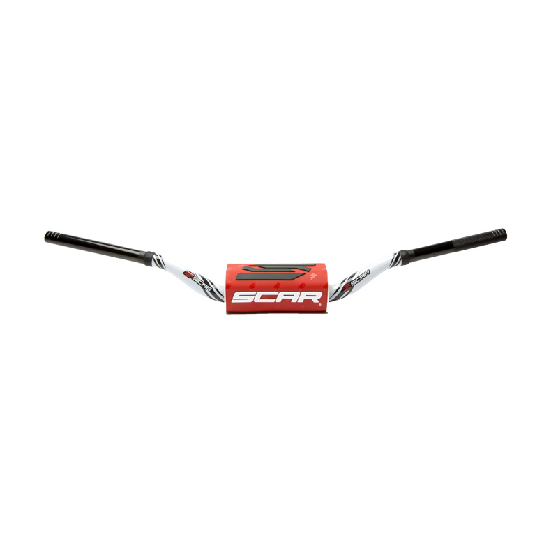 guidon motocross scar O2 color 28mm blanc rouge