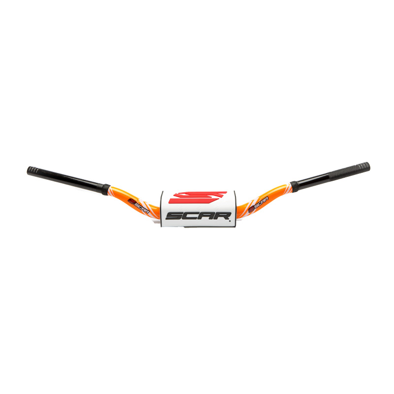 guidon motocross scar O2 color 28mm orange blanc