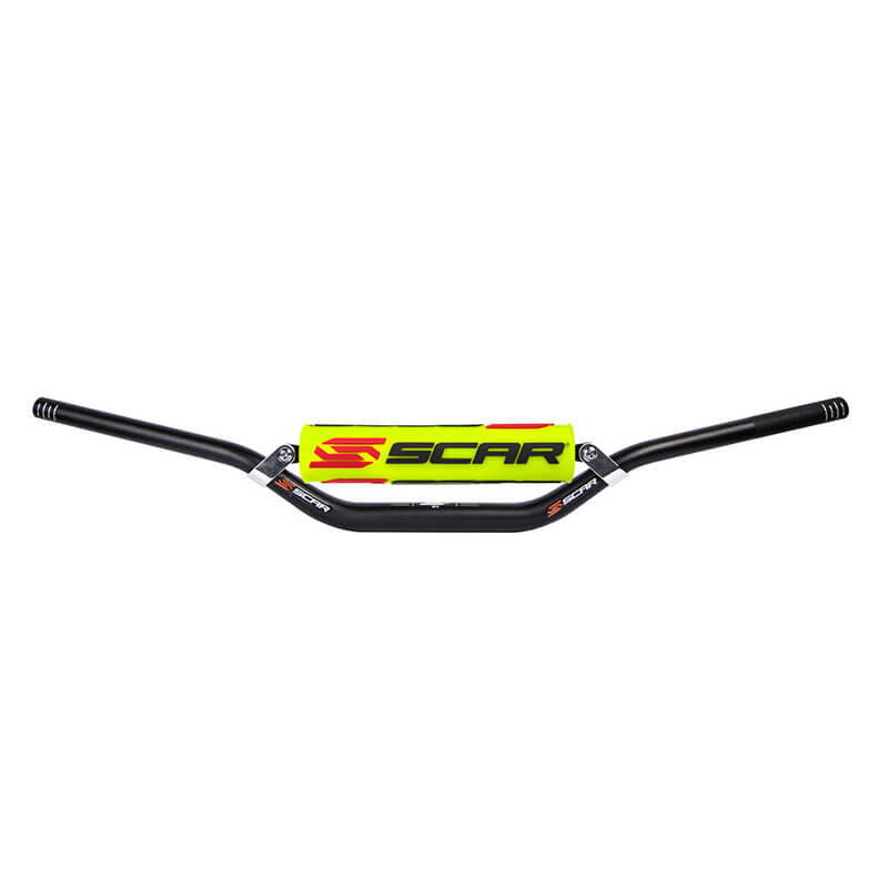 guidon motocross scar racing s2 22mm mousse jaune fluo