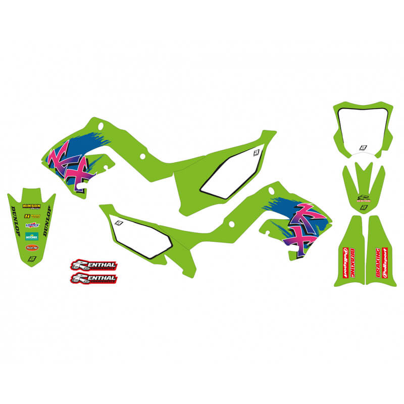 kit deco blackbird retro kawasaki kx 125 250 2427AA complet