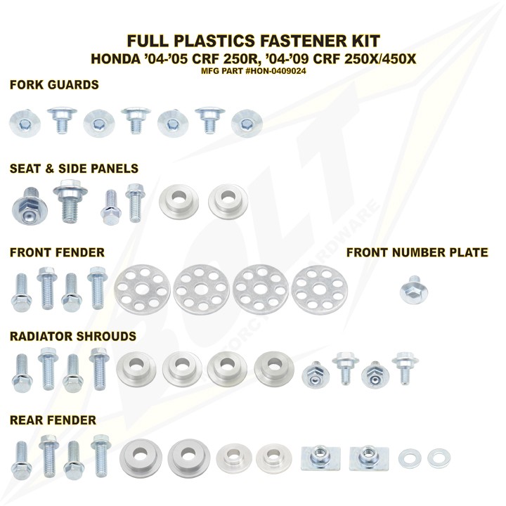 kit visserie plastiques honda cr crf bolt 06 09