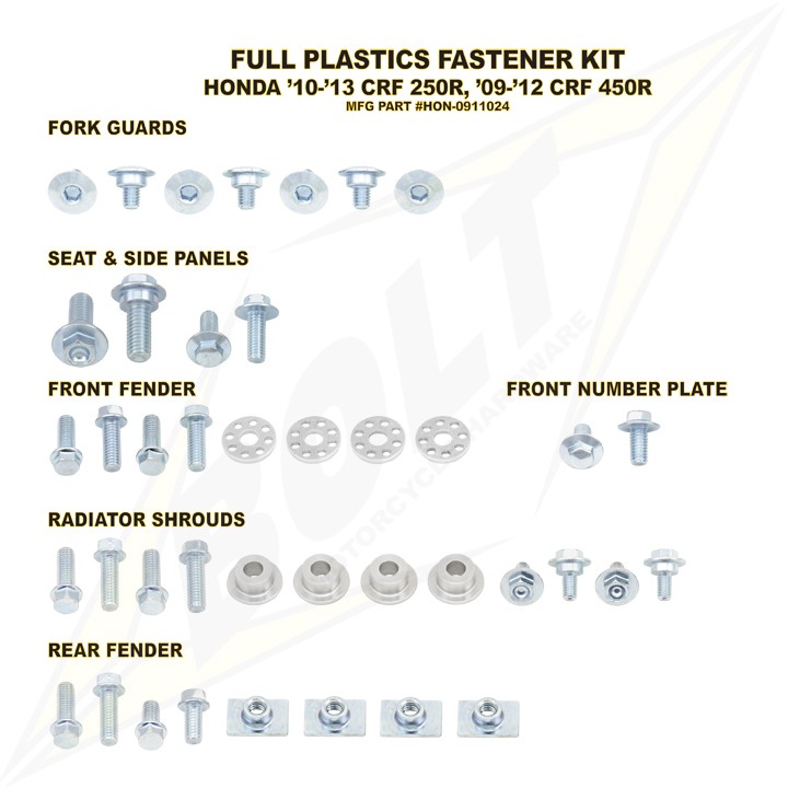 kit visserie plastiques honda cr crf bolt 10 13