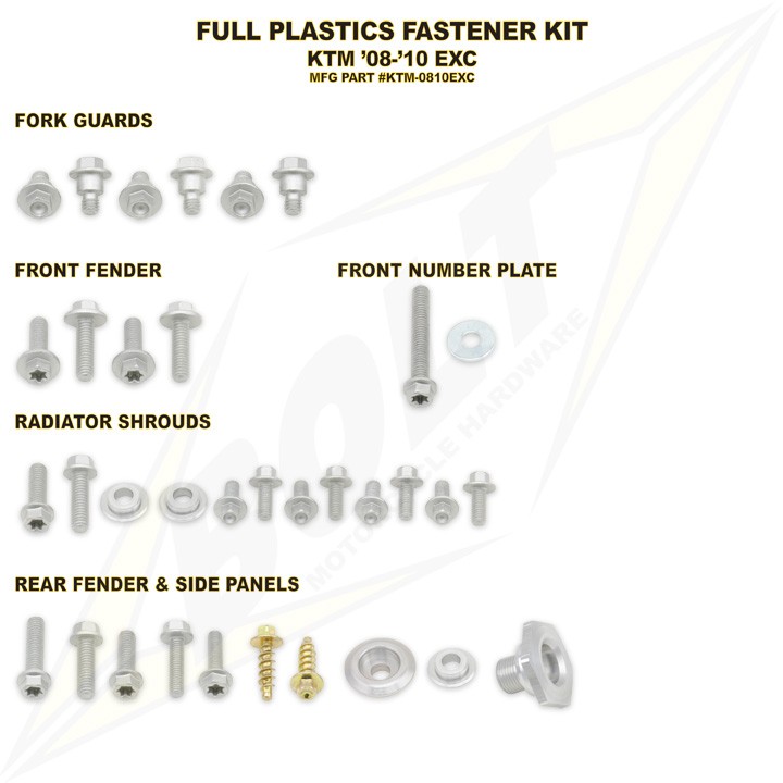 kit visserie plastiques ktm exc 08 11 bolt