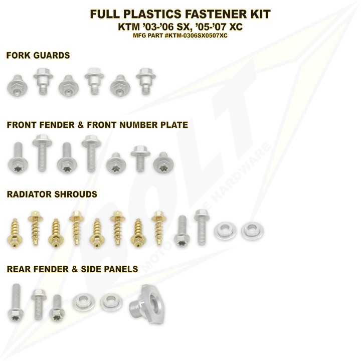 kit visserie plastiques ktm sx 03 06 bolt