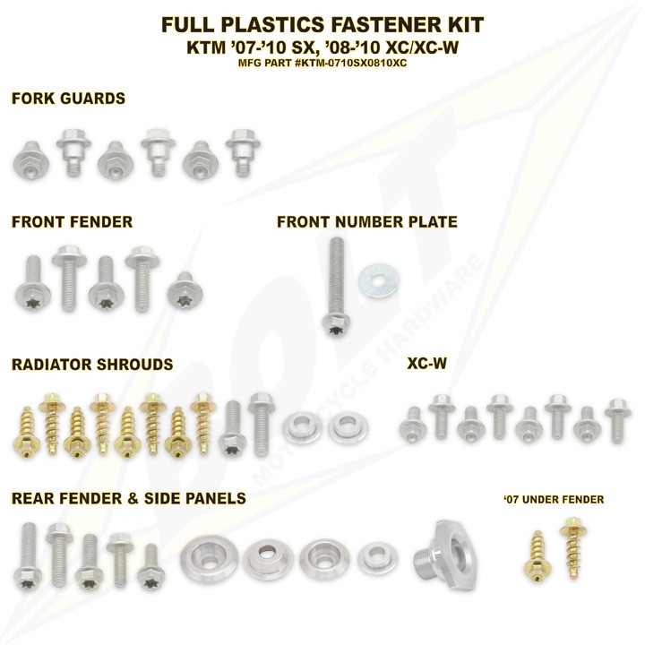 kit visserie plastiques ktm sx 07 10 bolt