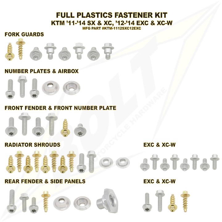 kit visserie plastiques ktm sx 11 14 bolt