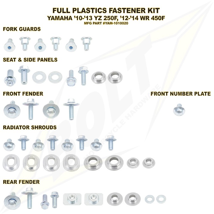 kit visserie plastiques yamaha 250 yzf 10 13 bolt