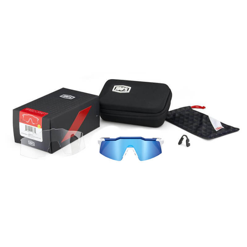 lunettes soleil 100 pourcent slendale sl bleu blanc vtt box