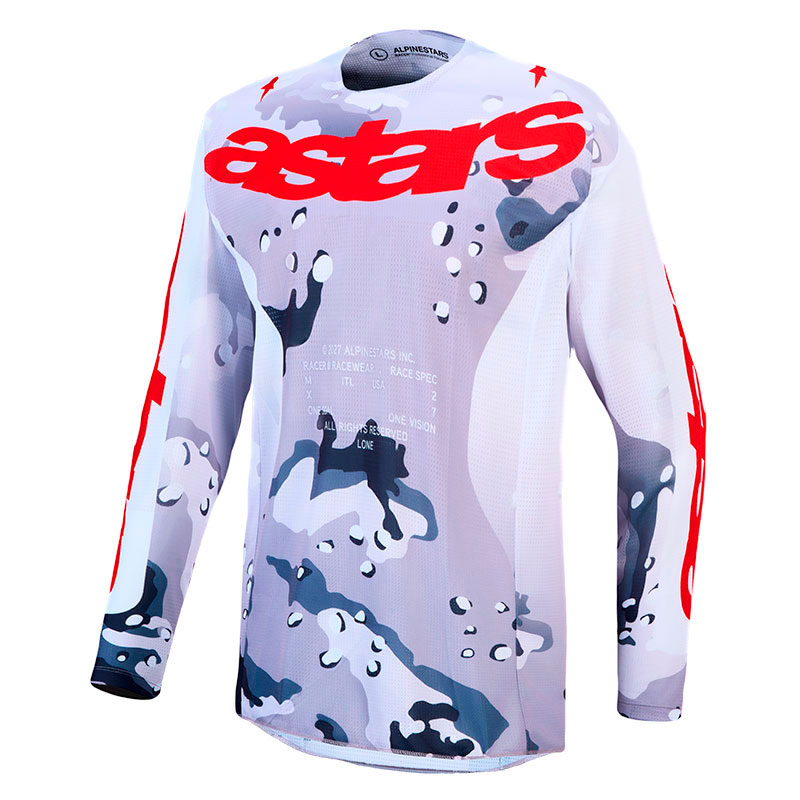 maillot alpinestars enfant fluid lone gris blanc rouge face
