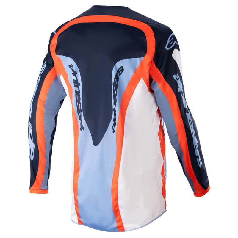 maillot alpinestars fluid agent bleu orange 2023 cross
