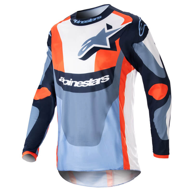 maillot alpinestars fluid agent bleu orange 2023