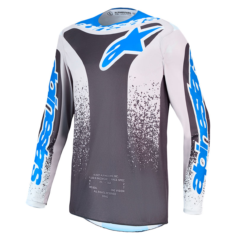 maillot alpinestars fluid drag bleu blanc noir face