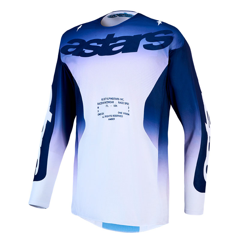 maillot alpinestars racer air amber bleu blanc face