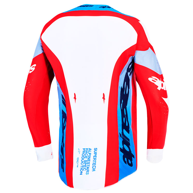 maillot alpinestars supertech dyna rouge blanc bleu dos